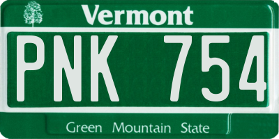 VT license plate PNK754