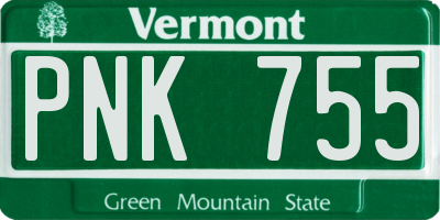 VT license plate PNK755