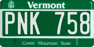 VT license plate PNK758