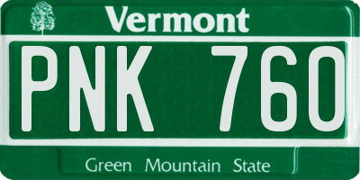 VT license plate PNK760