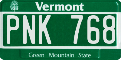 VT license plate PNK768
