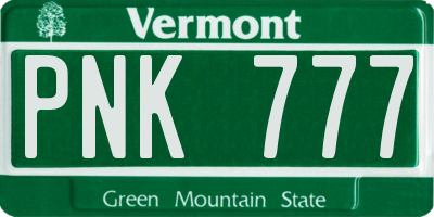 VT license plate PNK777