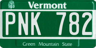 VT license plate PNK782