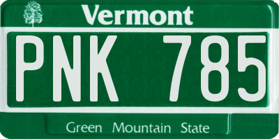VT license plate PNK785