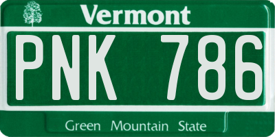 VT license plate PNK786