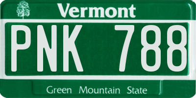 VT license plate PNK788