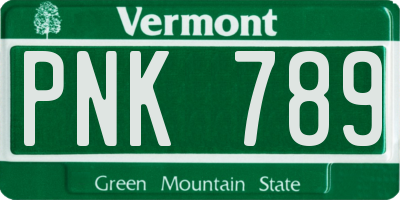 VT license plate PNK789