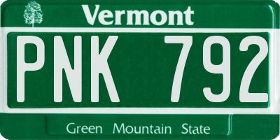 VT license plate PNK792