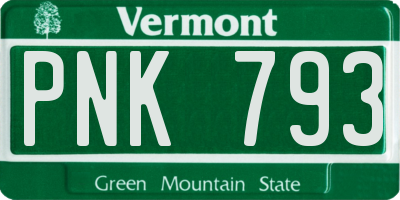 VT license plate PNK793