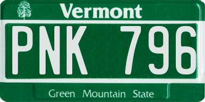 VT license plate PNK796