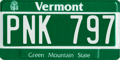 VT license plate PNK797