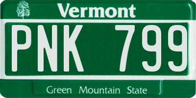 VT license plate PNK799