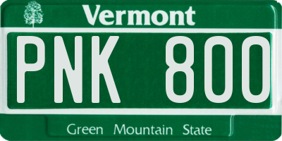 VT license plate PNK800