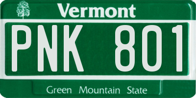 VT license plate PNK801