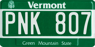 VT license plate PNK807