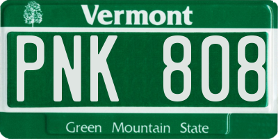 VT license plate PNK808