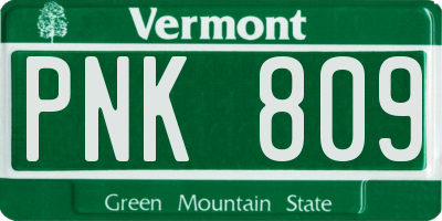 VT license plate PNK809