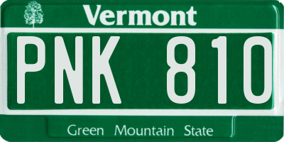 VT license plate PNK810