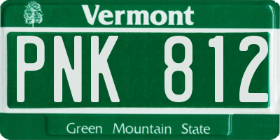 VT license plate PNK812