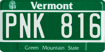 VT license plate PNK816