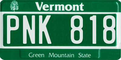 VT license plate PNK818