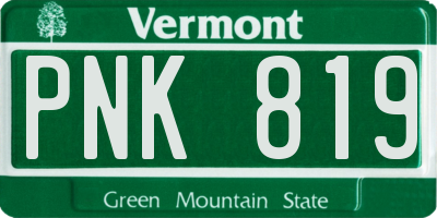 VT license plate PNK819