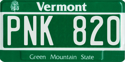 VT license plate PNK820