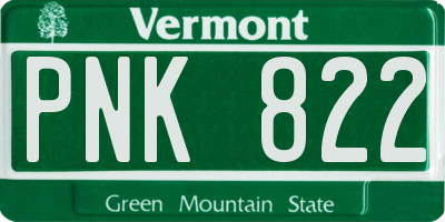 VT license plate PNK822