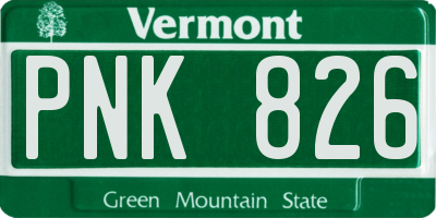 VT license plate PNK826