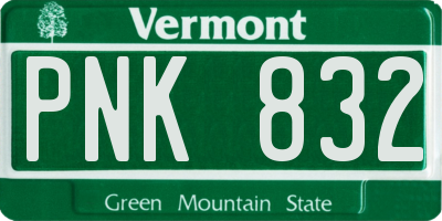 VT license plate PNK832
