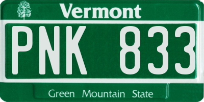 VT license plate PNK833