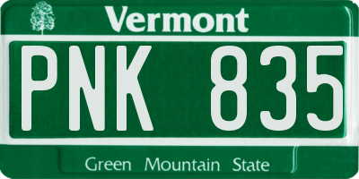 VT license plate PNK835
