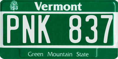 VT license plate PNK837