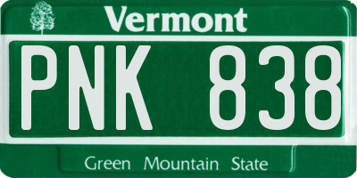 VT license plate PNK838