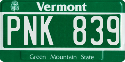 VT license plate PNK839