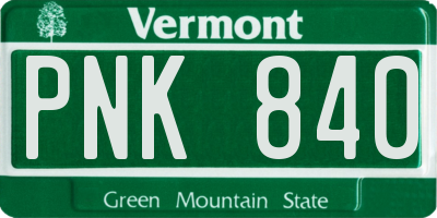 VT license plate PNK840