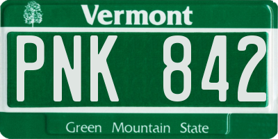 VT license plate PNK842