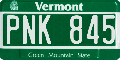 VT license plate PNK845