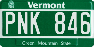 VT license plate PNK846