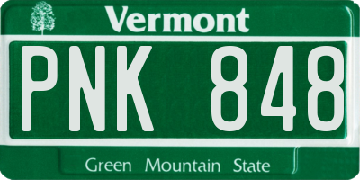 VT license plate PNK848