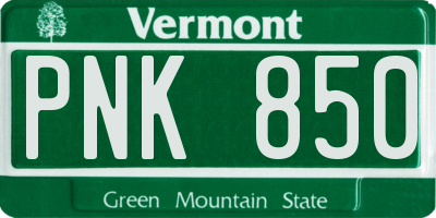 VT license plate PNK850