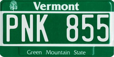 VT license plate PNK855