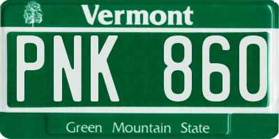 VT license plate PNK860