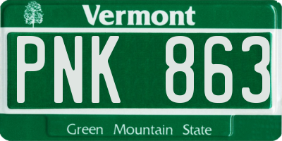 VT license plate PNK863