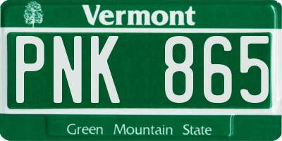 VT license plate PNK865