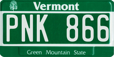 VT license plate PNK866