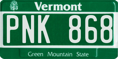 VT license plate PNK868