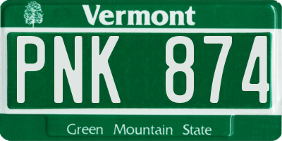 VT license plate PNK874