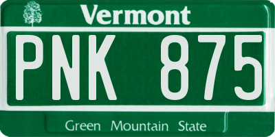 VT license plate PNK875
