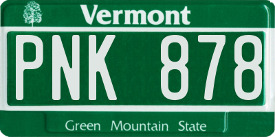 VT license plate PNK878